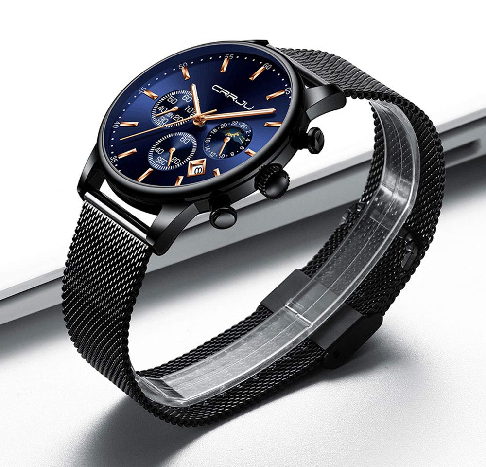 CRRJU Mens Watches Fashion Date Chronograph Watch Men Waterproof 30M Sports Quartz Watches