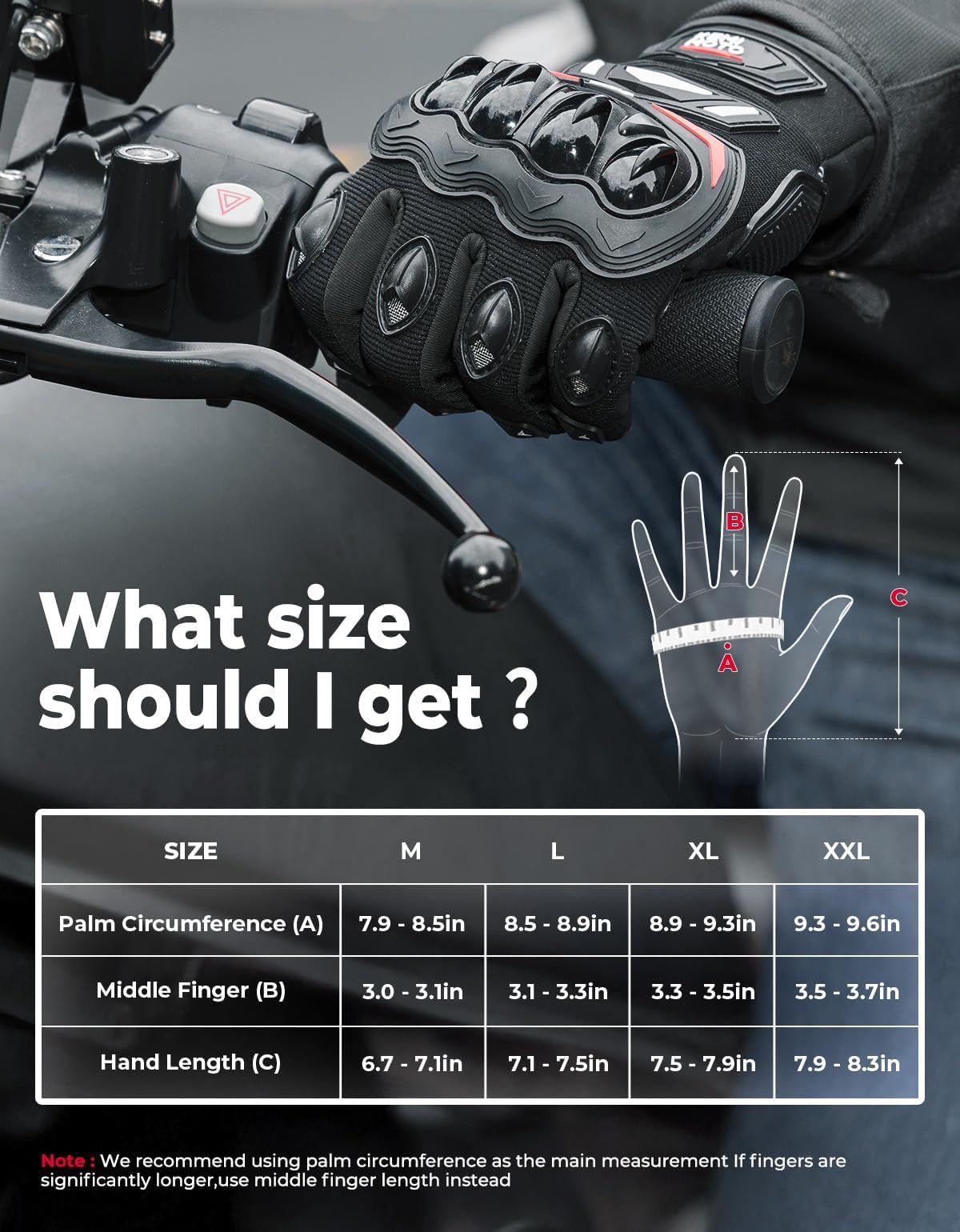 KEMIMOTO Motorcycle Gloves for Men, Touchscreen Cycling Gloves for Outdoor Sports On-Road Off-Road Mountain Motorcycle Motorcross Motorbike Dirt Bike Bicycle Racing ATV UTV