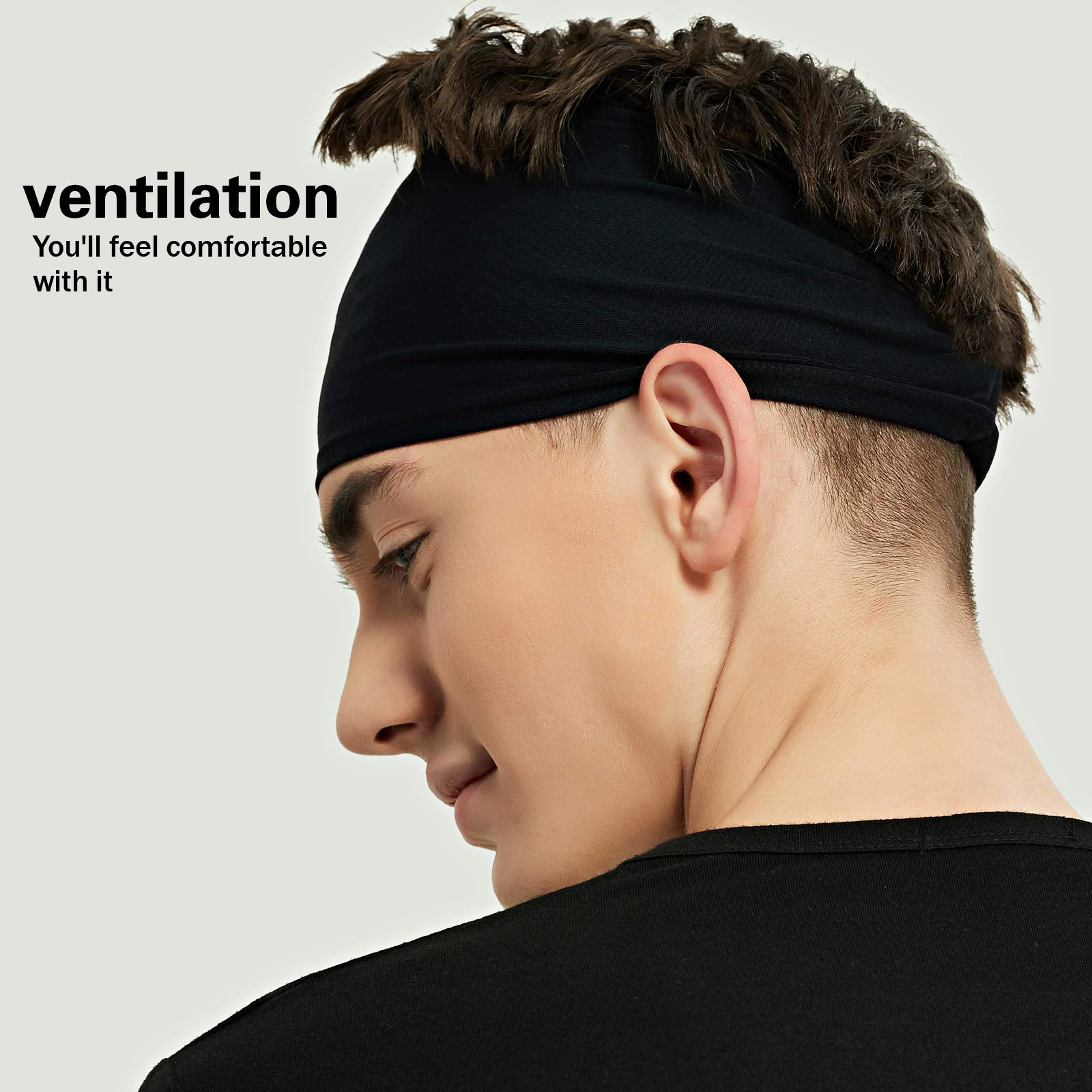 Pilamor Sports Headbands for Men (5 Pack),Moisture Wicking Workout Headband, Sweatband Headbands for Running,Cycling,Football, Yoga,Hairband for Women and Men(Gray, Green, White, Blue, Black)