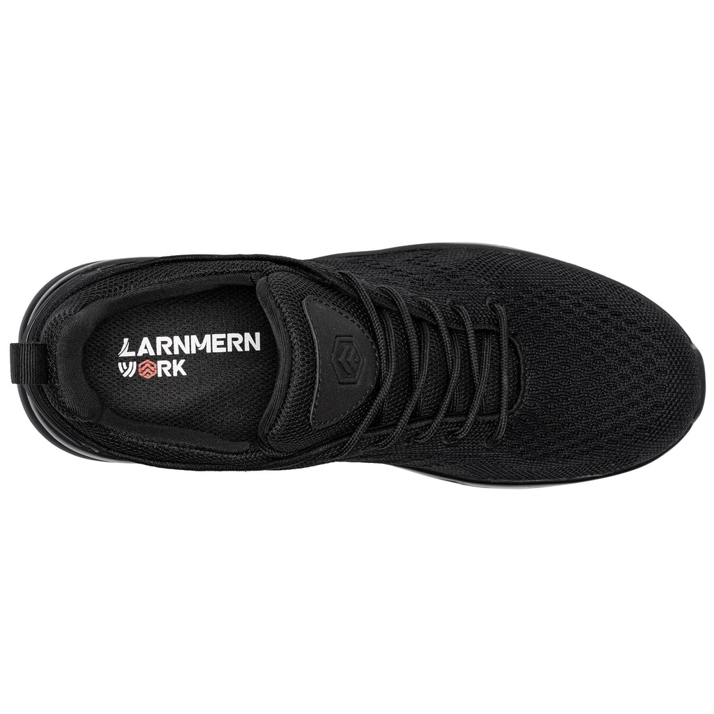 LARNMERN Men Non Slip Work Sneakers Water Resistant Food Service Zapatos Trabajo Antideslizantes Walking Shoes Waterproof Shoes Slip-on, Black 11.5
