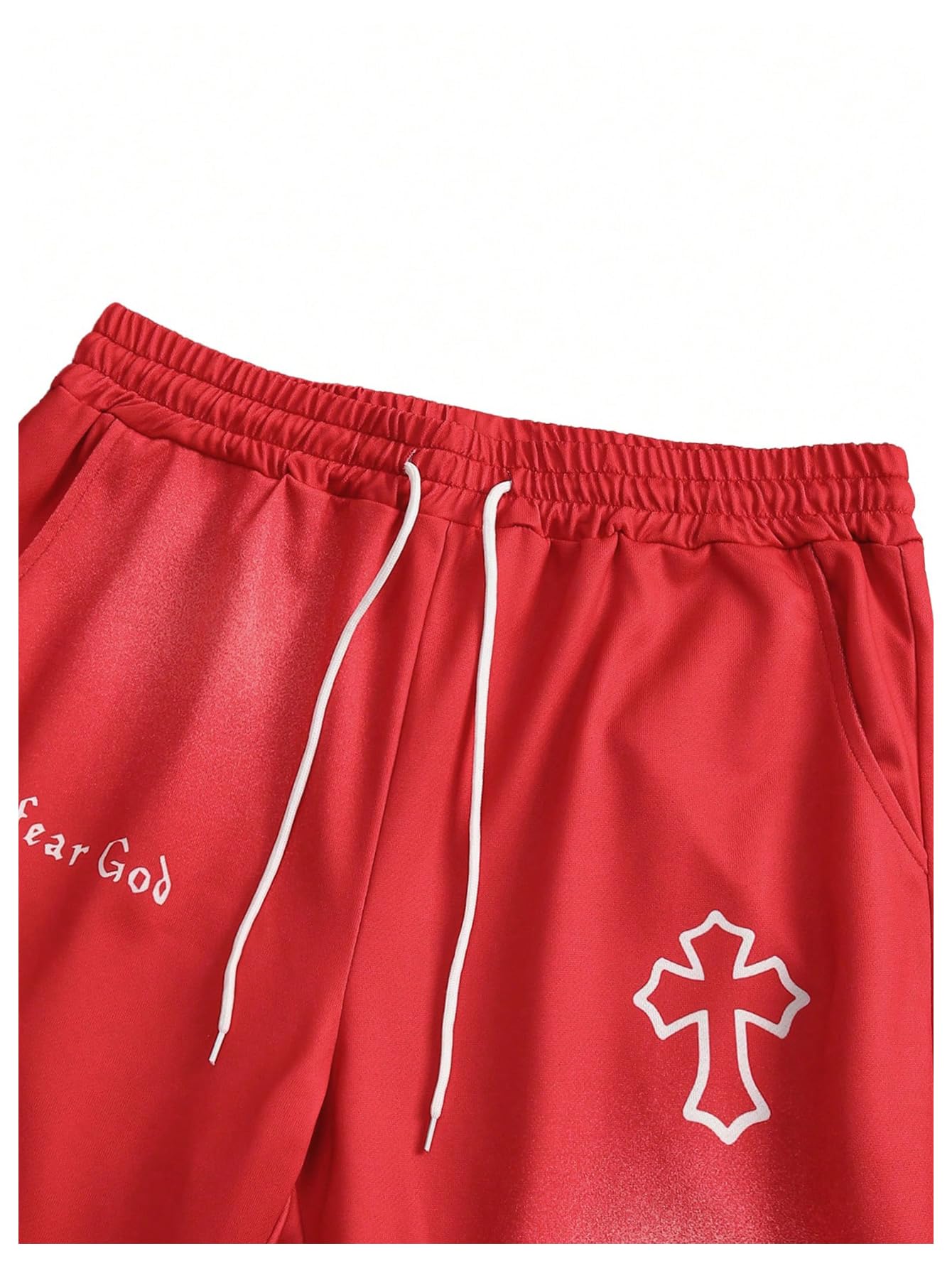 VIPWOLF Men's 2 Piece Outfits Short Sleeve Letter Graphic Tees and Drawstring Flared Sweatpants Tracksuits Set White and Red X-Large