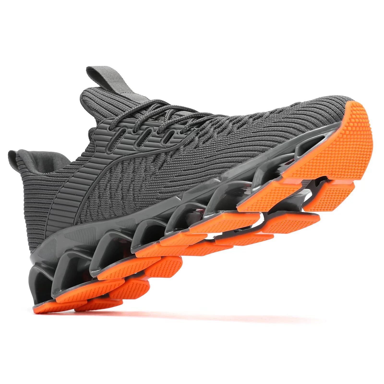 Men's Slip on Walking Running Shoes Blade Tennis Casual Fashion Sneakers Comfort Non Slip Work Sport Athletic Trainer Dark/Gray