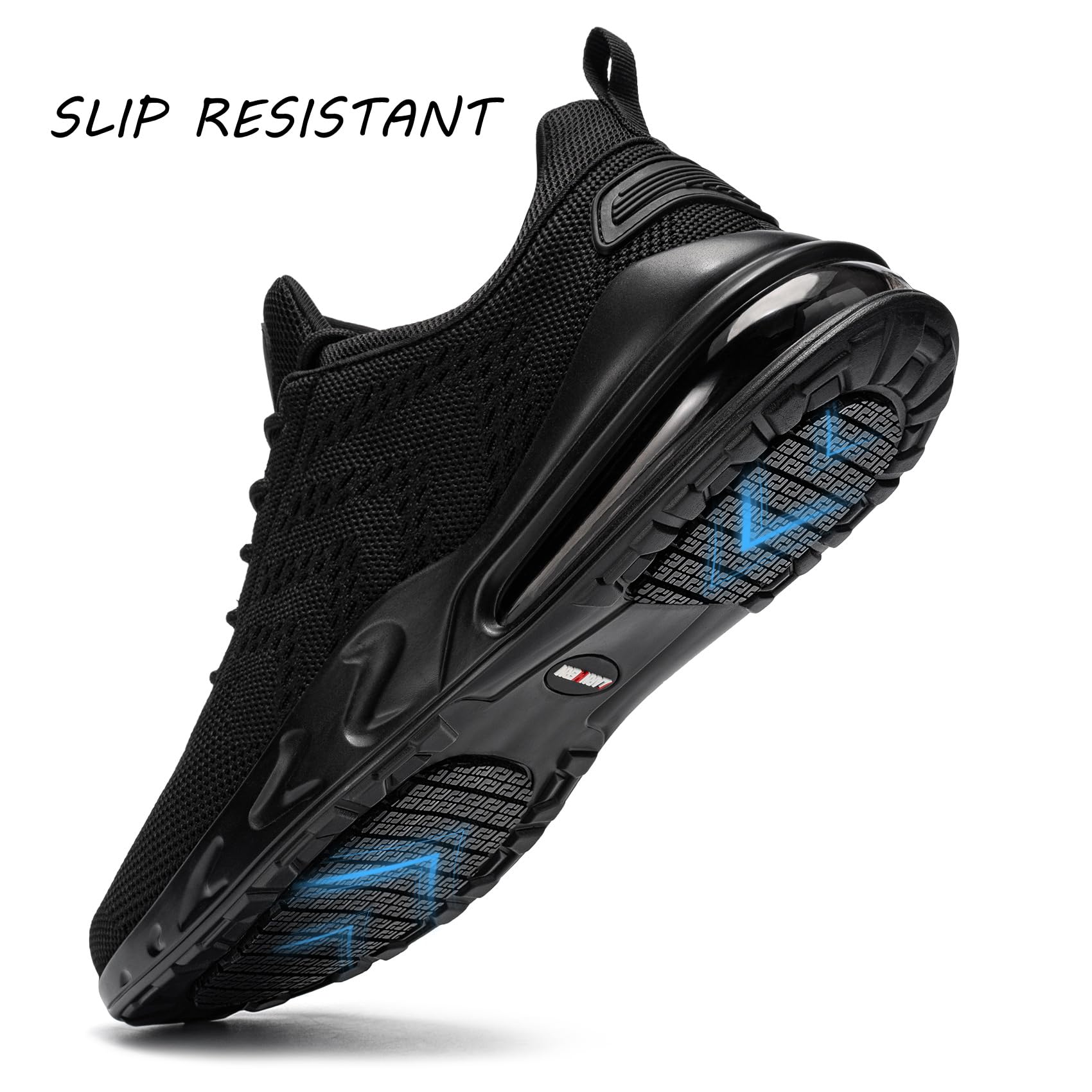 LARNMERN Men Non Slip Work Sneakers Water Resistant Food Service Zapatos Trabajo Antideslizantes Walking Shoes Waterproof Shoes Slip-on, Black 11.5