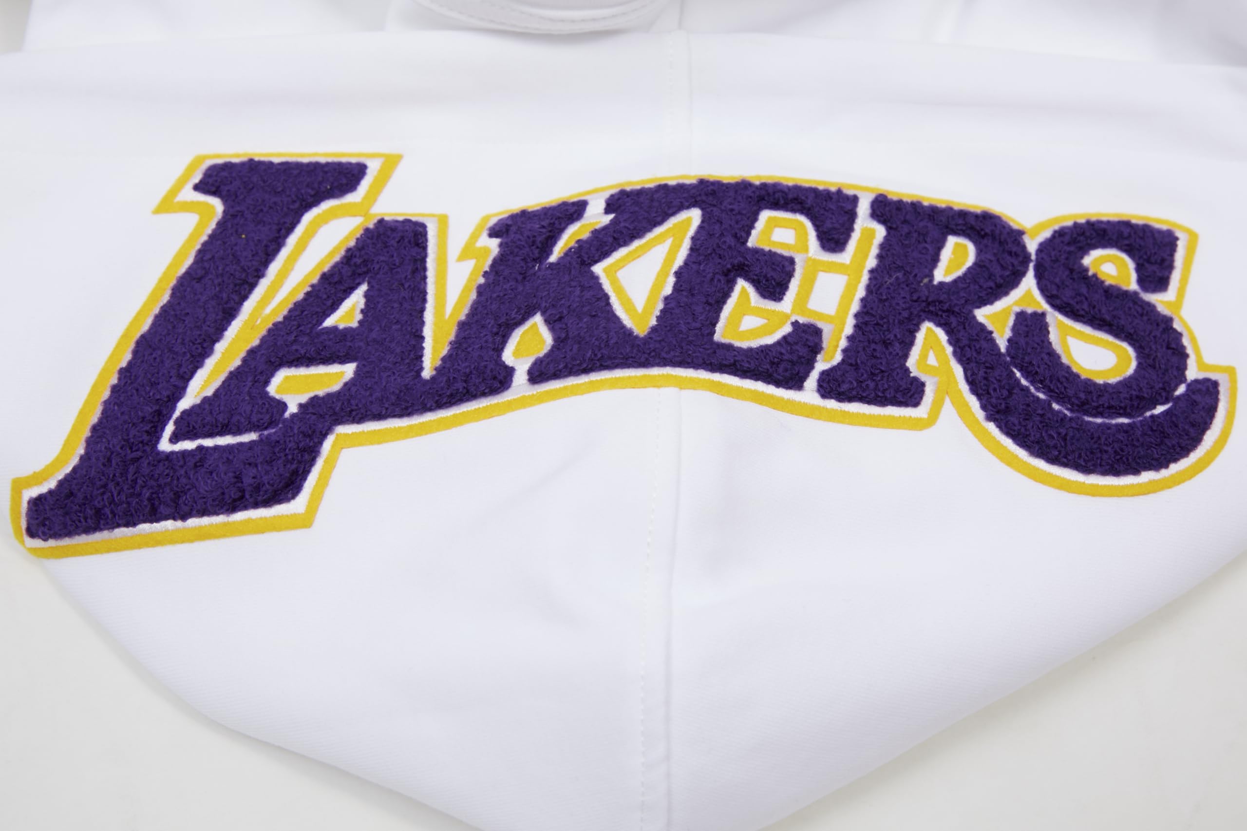Pro Standard Mens NBA Los Angeles Lakers Classic Chenille Full Zip Hoodie White L