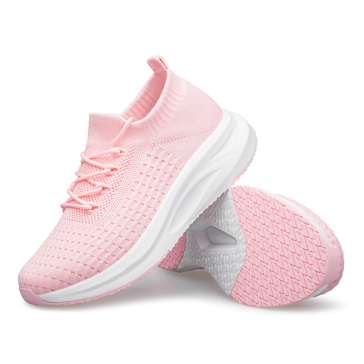 Womens Slip on Walking Shoes Comfort Lightweight Breathable Sock Shoe Non-Slip Mesh Casual Fashion Tennis Running Sneakers Pink Size 9