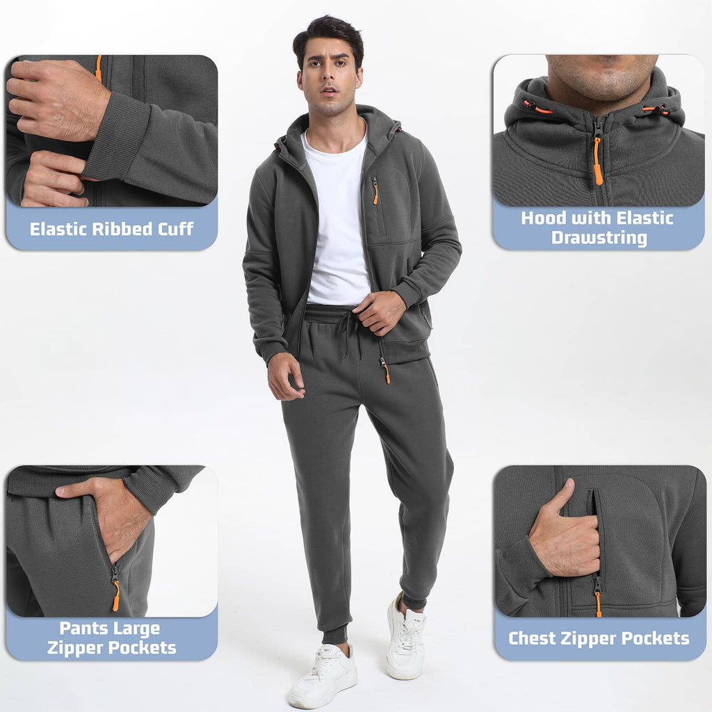 Jskoa Men's Sweat Suits Jogging Tracksuit 2 Piece Set Casual Athletic Long Sleeve Hoodie Outfit