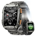 Military Smart Watches for Men, 1.95'' Smart Watch with 100 Days Battery/Flashlight, Fitness Tracker Watch with Heart Rate/Sleep Monitor/100+ Sports Mode,5 ATM Rugged Smartwatch for Android and iPhone