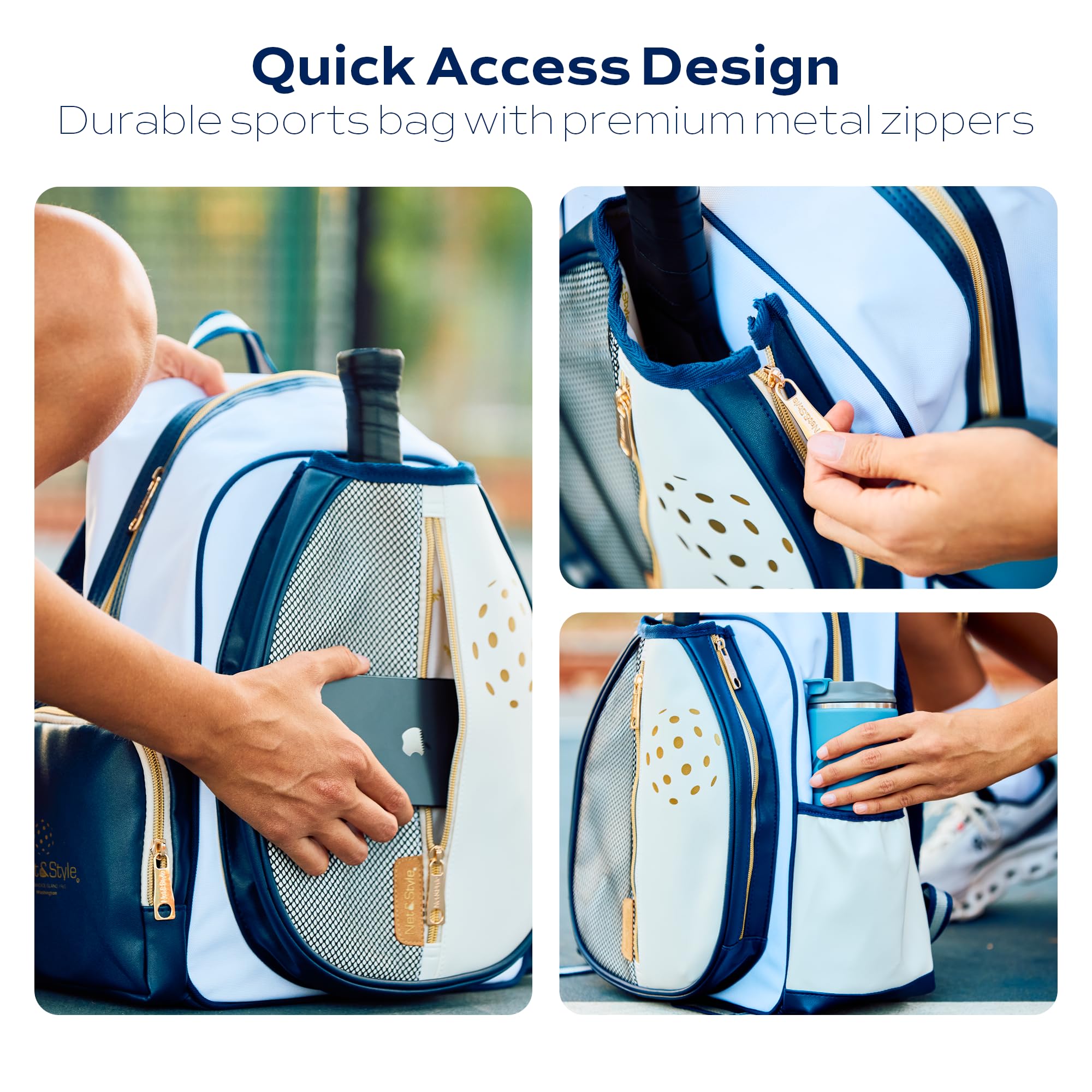 Net & Style Pickleball Backpack With Paddle Holder Large Capacity Bag For Men And Women With Ball Pocket Water Bottle Storage Stylish Lightweight Design For Outdoor Sports And Travel Use