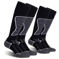 CS CELERSPORT Women's Merino Wool Ski Socks, 2 Pack Thermal Warm Winter Thick Knee High Snowboarding Skiing Socks, Black+Dark Grey, Medium