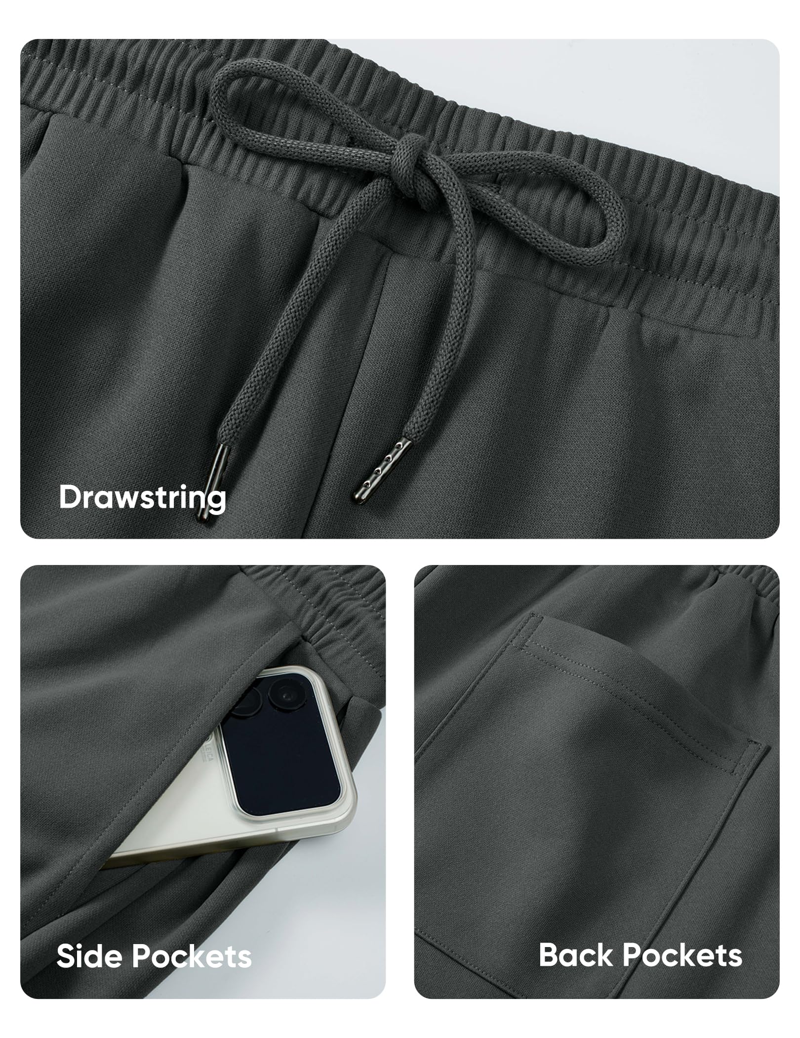 JMIERR Mens Baggy Sweatpants Drawstring Wide Leg Sweatpants with Pockets Mens Fashion Streetwear Colthing, XL, Dark Grey