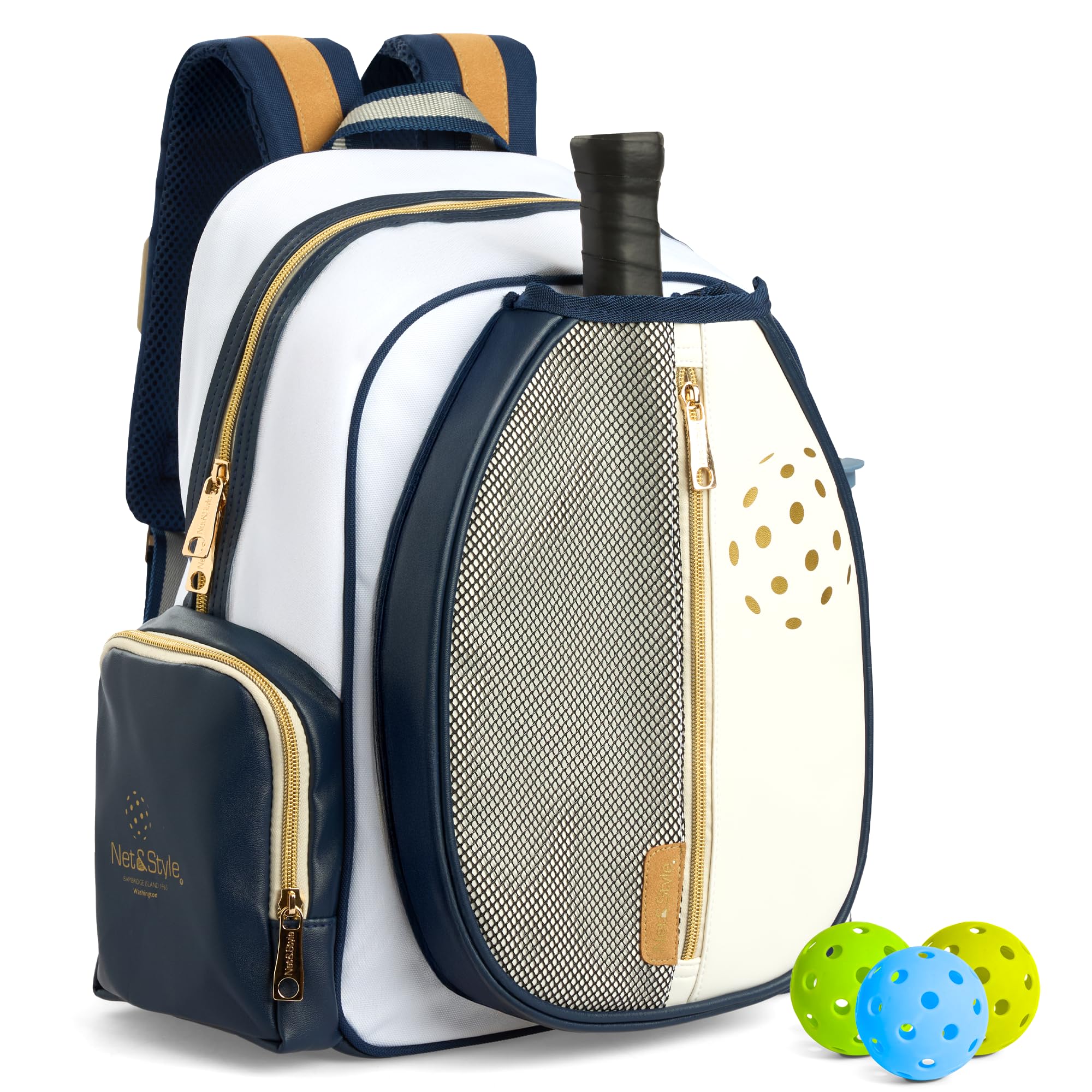 Net & Style Pickleball Backpack With Paddle Holder Large Capacity Bag For Men And Women With Ball Pocket Water Bottle Storage Stylish Lightweight Design For Outdoor Sports And Travel Use