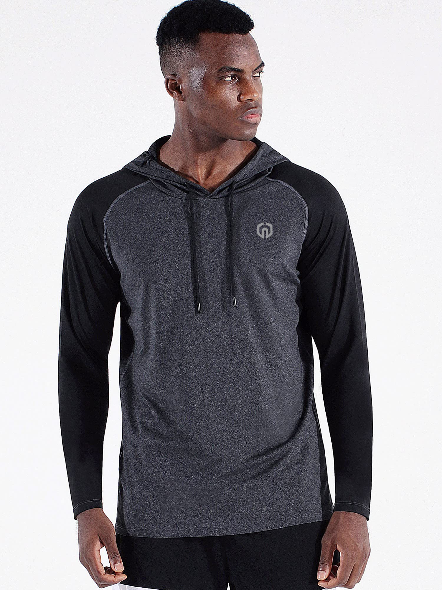 NELEUS Men's Running Shirt Long Sleeve Workout Shirts with Hoods,5102,3 Pack,Dark Grey/Slate Grey/Red,Medium