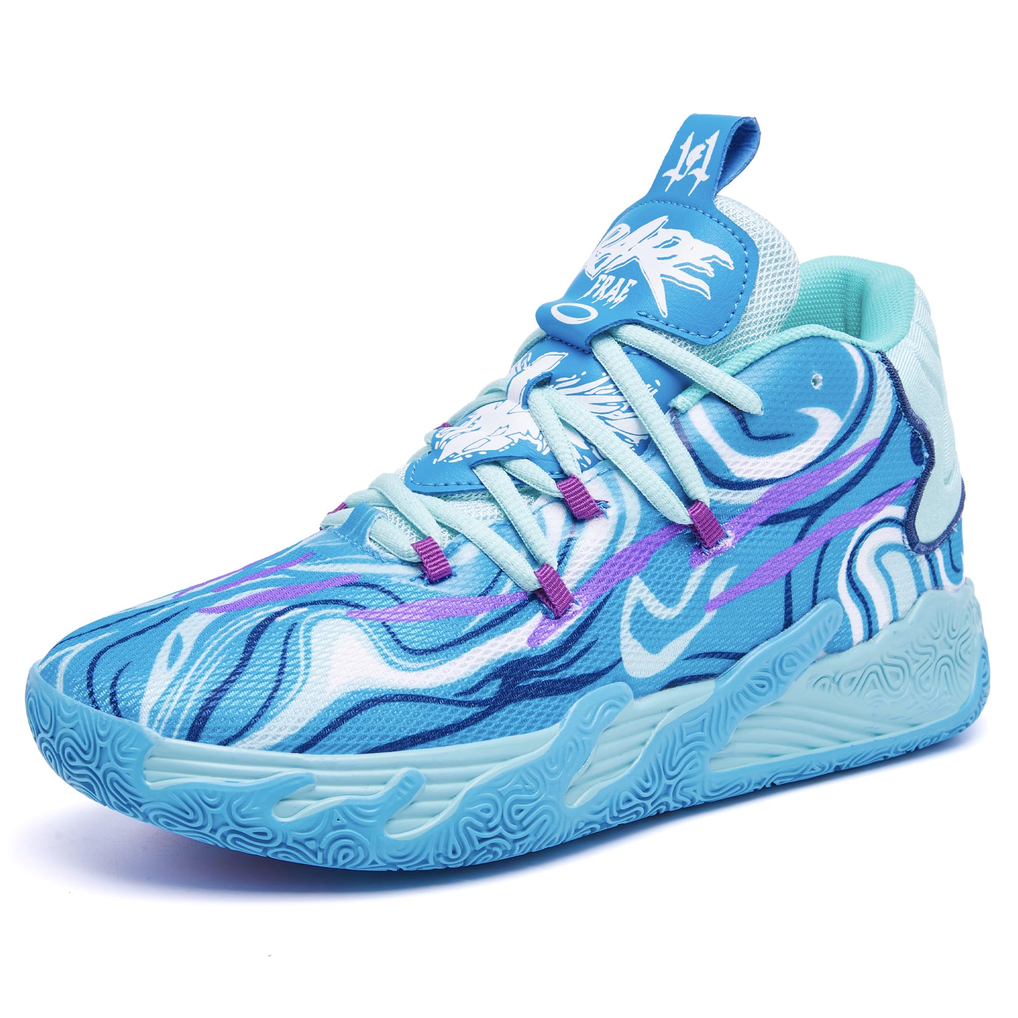 Womens Mens Basketball Shoes Breathable Fashion Colorful High Top Non Slip Outdoor Sport Sneakers for Woman Man Fitness Training Athletic Blue Size 9