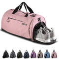 Fitgriff® Gym Bag for Men & Women with Shoe & Wet Compartment - Duffle Bag for Travel, Sports, Fitness & Workout (Pink, 23 x 12 x 12″ (M))
