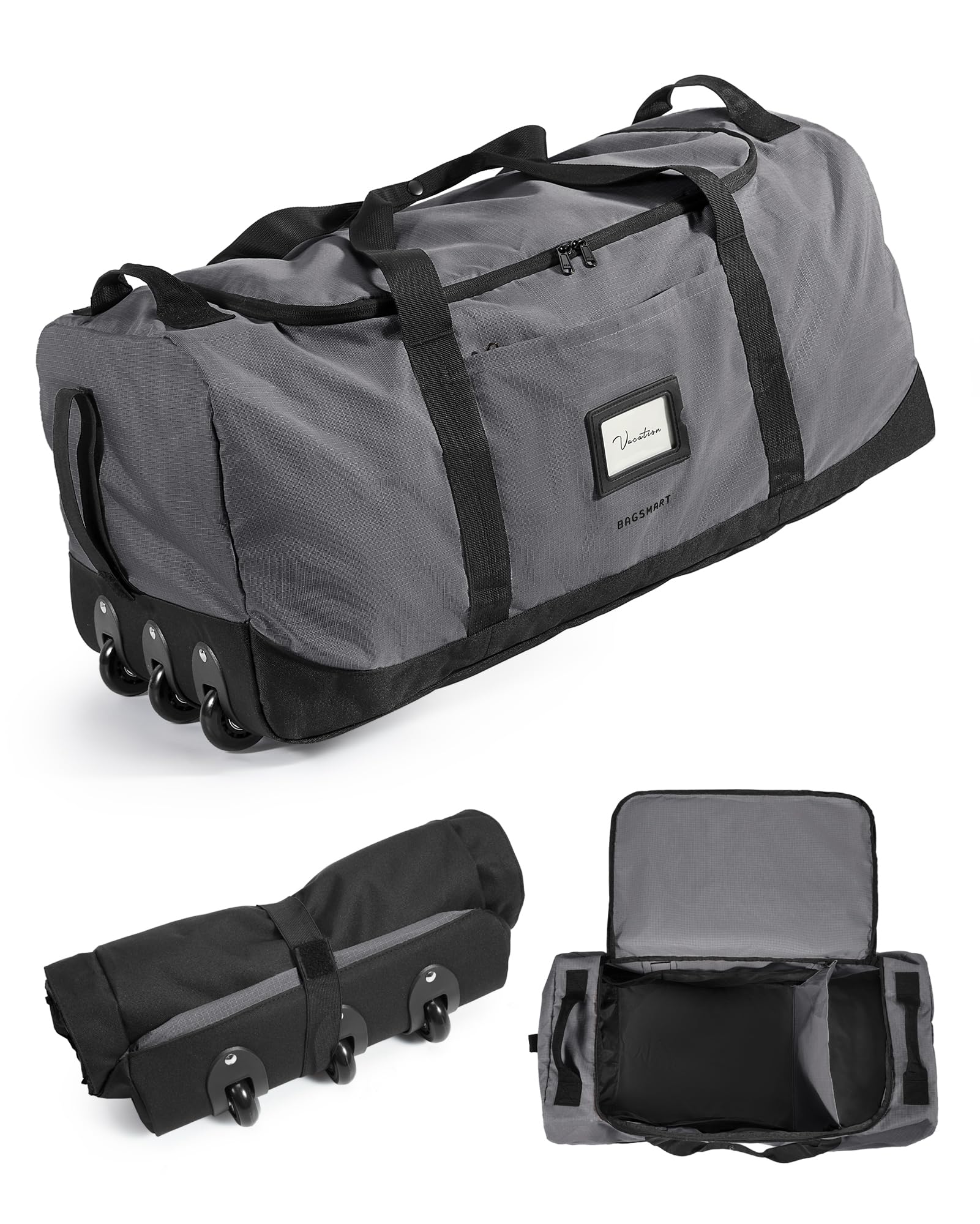 BAGSMART 83L Foldable Travel Bag, Large Duffle Bag for Travel, Weekender Duffel Luggage Bag for Sport College Camping, Water Resistant, Dark Gray