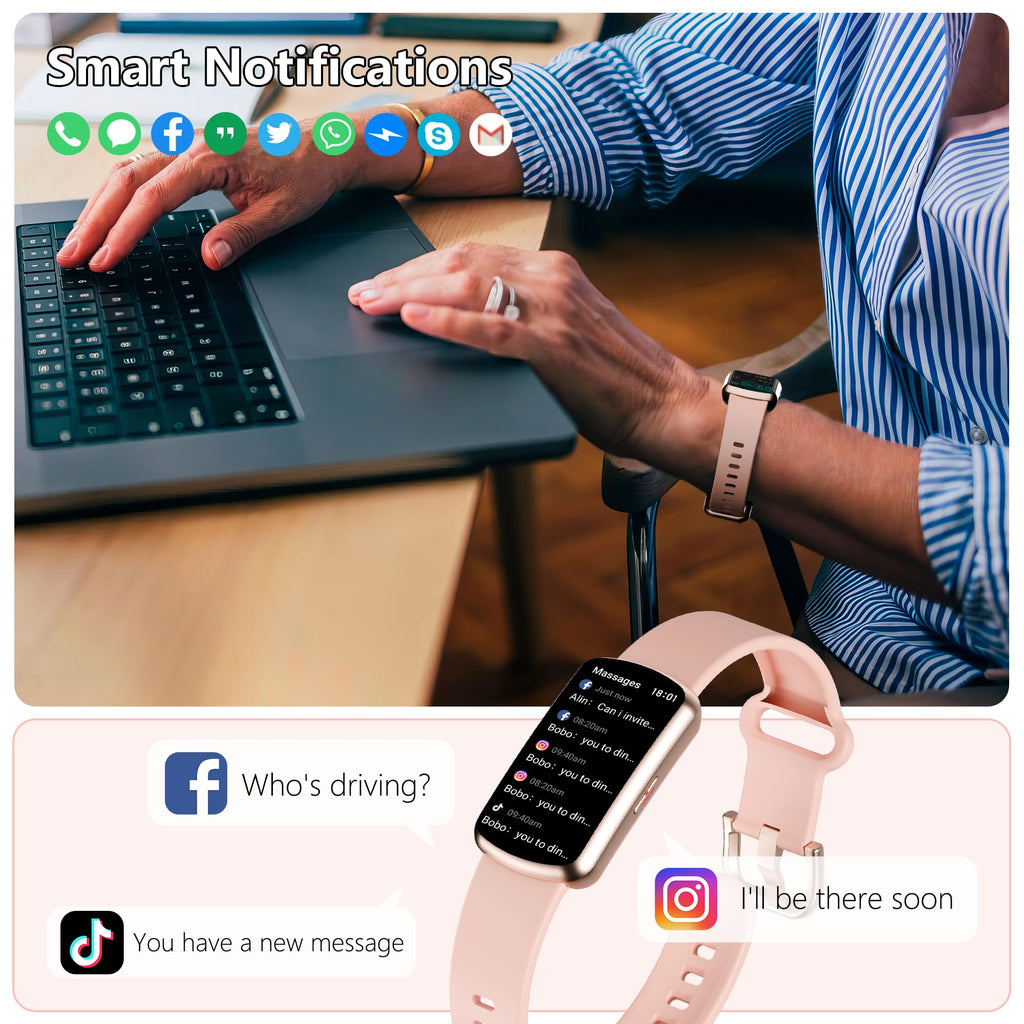 JYUAJOI Health Fitness Tracker, Smart Watch with 24/7 Heart Rate and Blood Pressure Monitor, Activity Tracker with Blood Oxygen, 120 Sport Mode Waterproof Sleep Tracker for Women Men (Pink)
