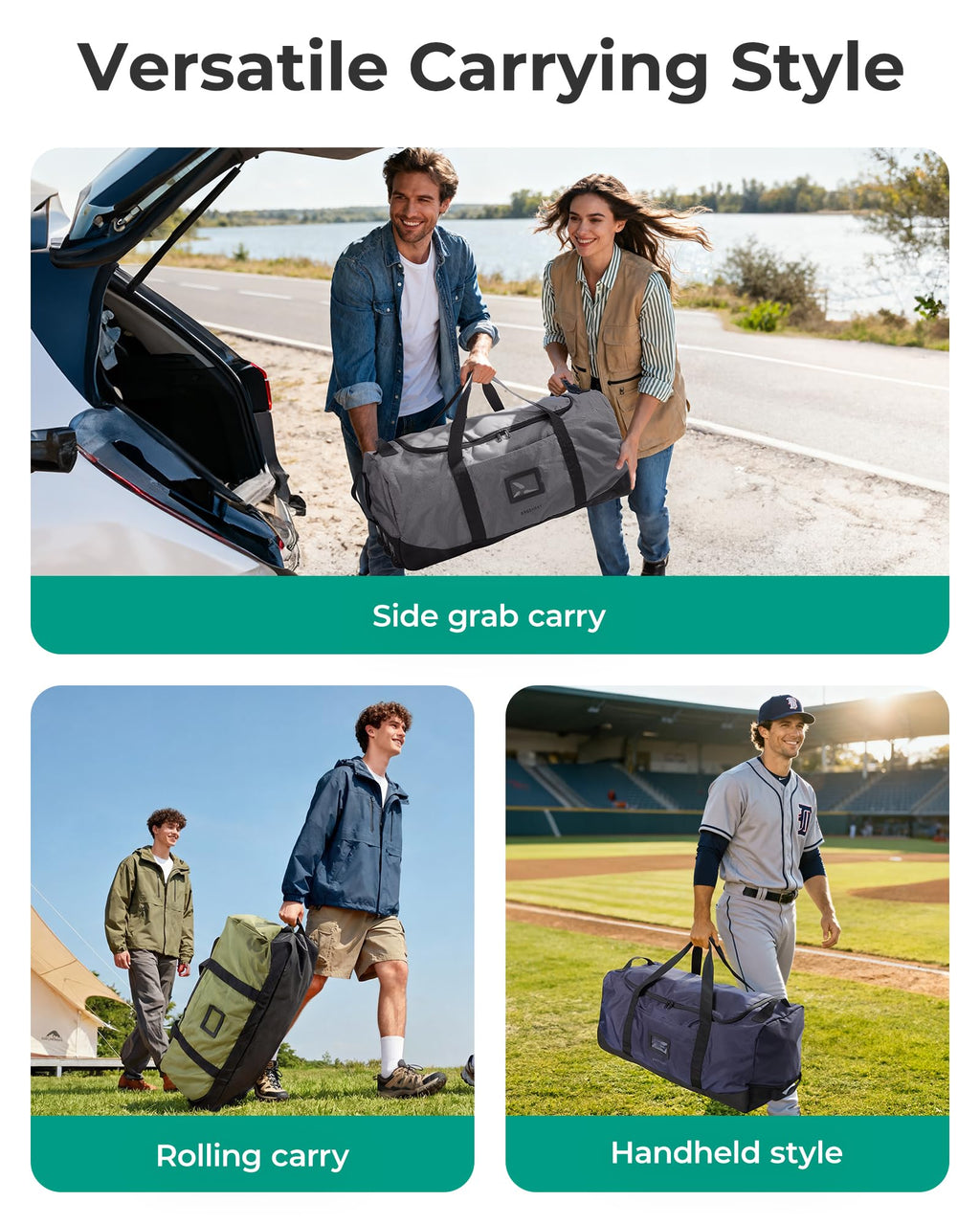 BAGSMART 83L Foldable Travel Bag, Large Duffle Bag for Travel, Weekender Duffel Luggage Bag for Sport College Camping, Water Resistant, Dark Gray