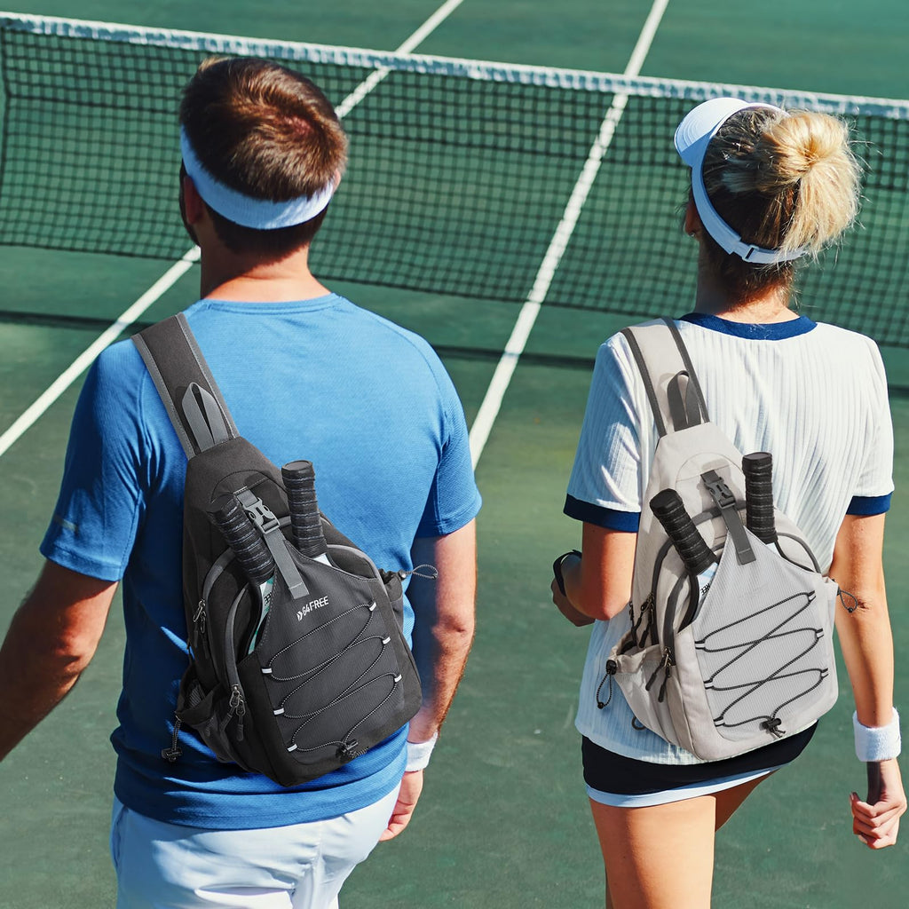 G4Free Pickleball Bag Sport Tennis Sling Bag Lightweight Pickleball Paddle Bag, Ivory, L