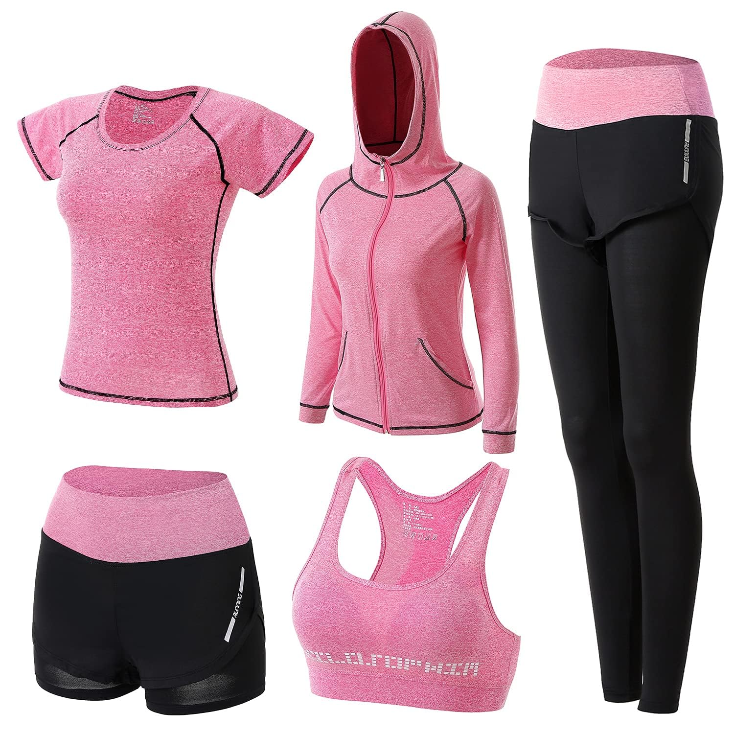 XPINYT Workout Sets for Women Clothes Tracksuit Sport Yoga Fitness Gym Tennis Exercise Workout Clothes Athletic Activewear Sets (Pink 03, M)