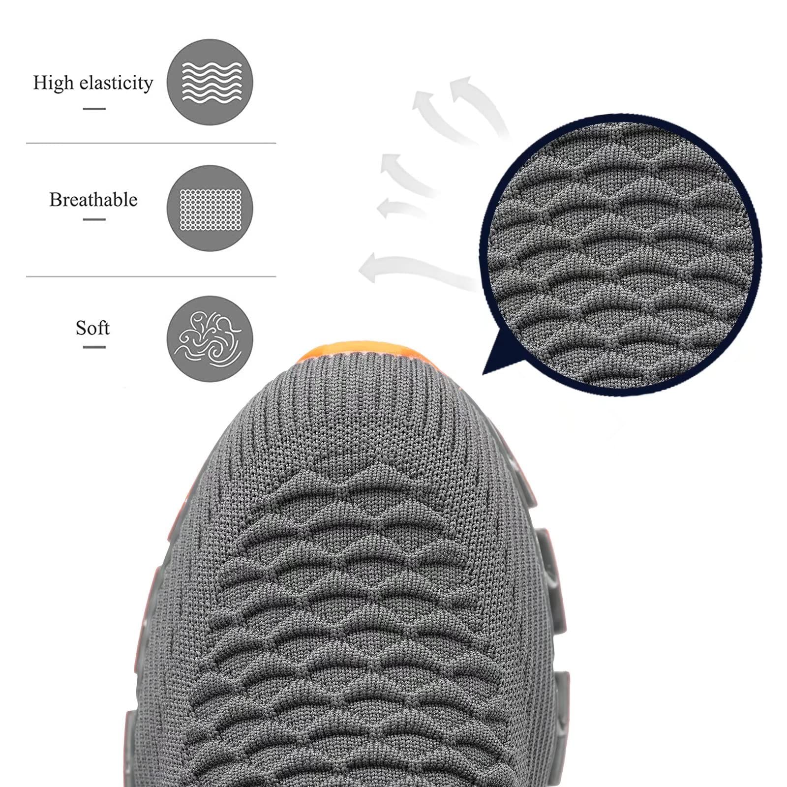 Men's Slip on Walking Running Shoes Blade Tennis Casual Fashion Sneakers Comfort Non Slip Work Sport Athletic Trainer Dark/Gray