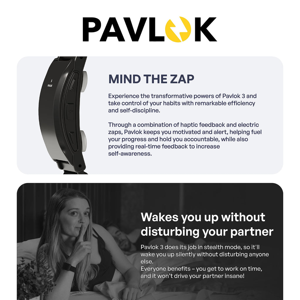 Pavlok 3 - Silent Alarm & Wearable Mindfulness Coach for Good Habits - Elevate Mindfulness, Create Good Habits - Track Steps, Activity, and Sleep Patterns