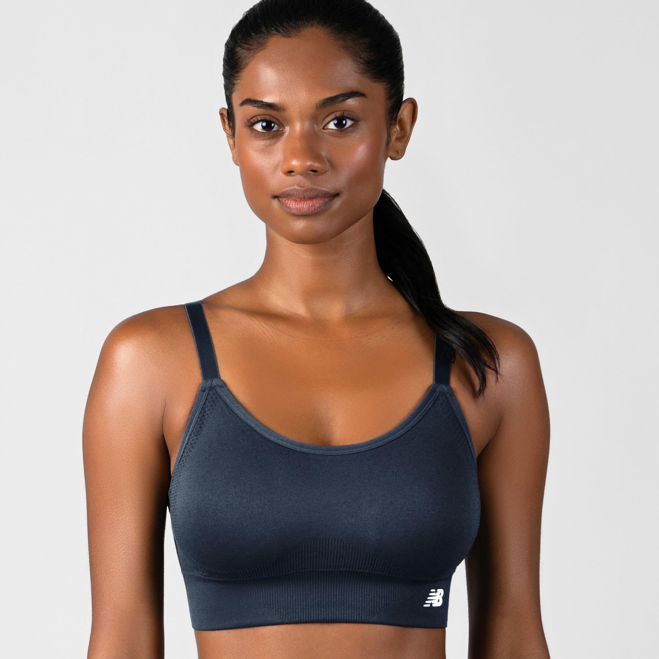 New Balance Women's Sports Bras 3 Pack, Seamless Cami Removable Pads, Medium Impact Gym Bra for Women, Multicolor Pack, L