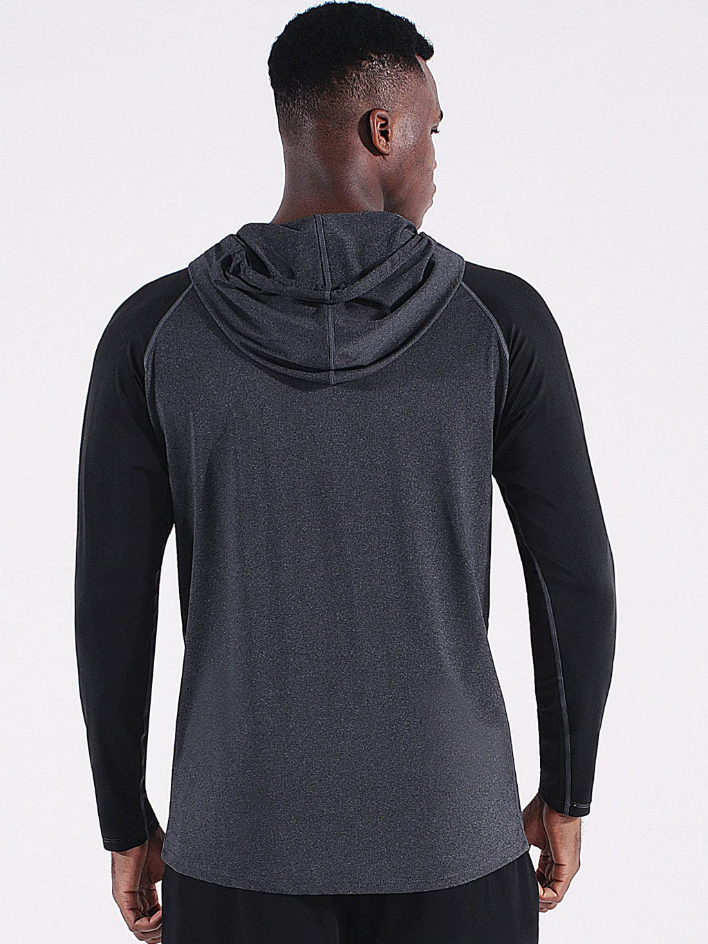 NELEUS Men's Running Shirt Long Sleeve Workout Shirts with Hoods,5102,3 Pack,Dark Grey/Slate Grey/Red,Medium