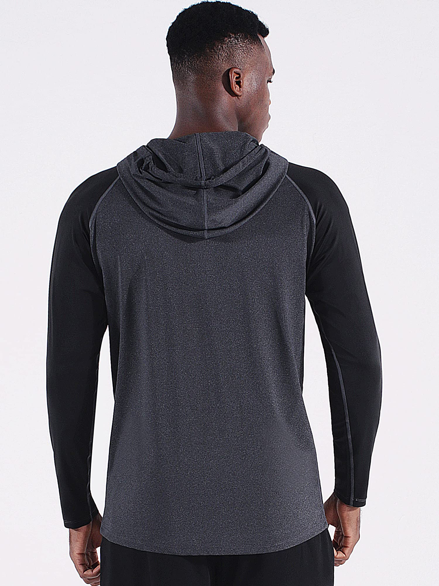 NELEUS Men's Running Shirt Long Sleeve Workout Shirts with Hoods,5102,3 Pack,Dark Grey/Slate Grey/Red,Medium