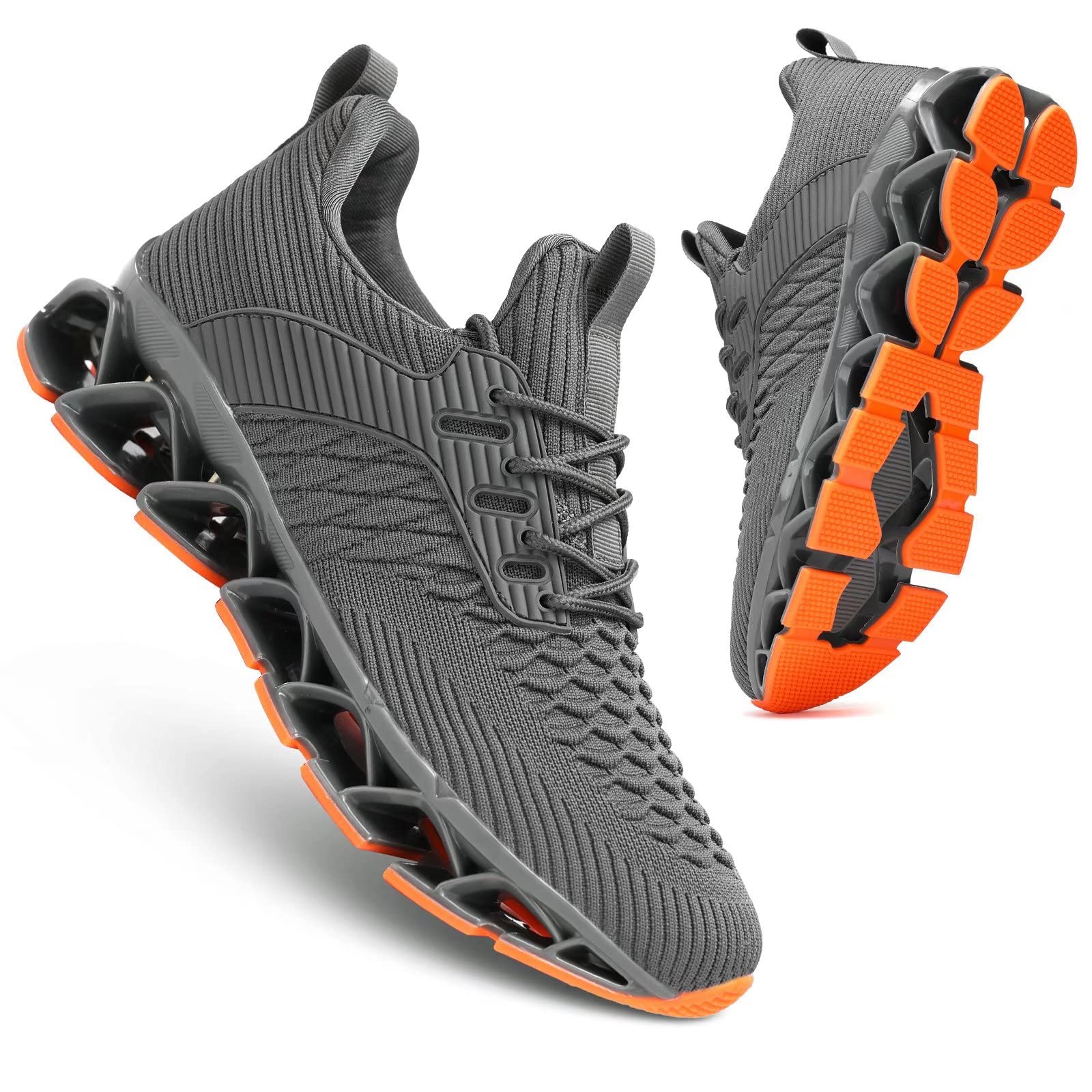 Men's Slip on Walking Running Shoes Blade Tennis Casual Fashion Sneakers Comfort Non Slip Work Sport Athletic Trainer Dark/Gray