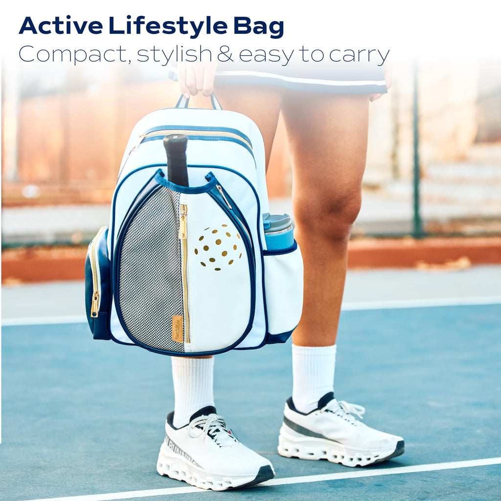 Net & Style Pickleball Backpack With Paddle Holder Large Capacity Bag For Men And Women With Ball Pocket Water Bottle Storage Stylish Lightweight Design For Outdoor Sports And Travel Use