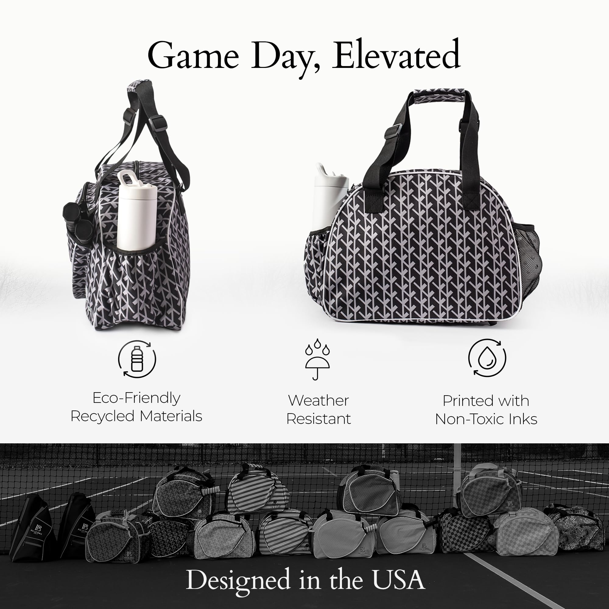 Pik’le’Ball Sport Premium Women's Pickleball Bag – Stylish and Versatile Sports Bag with Water Bottle Holder, Padded Paddle Pocket, and Spacious Design (fits 2+ Paddles!)