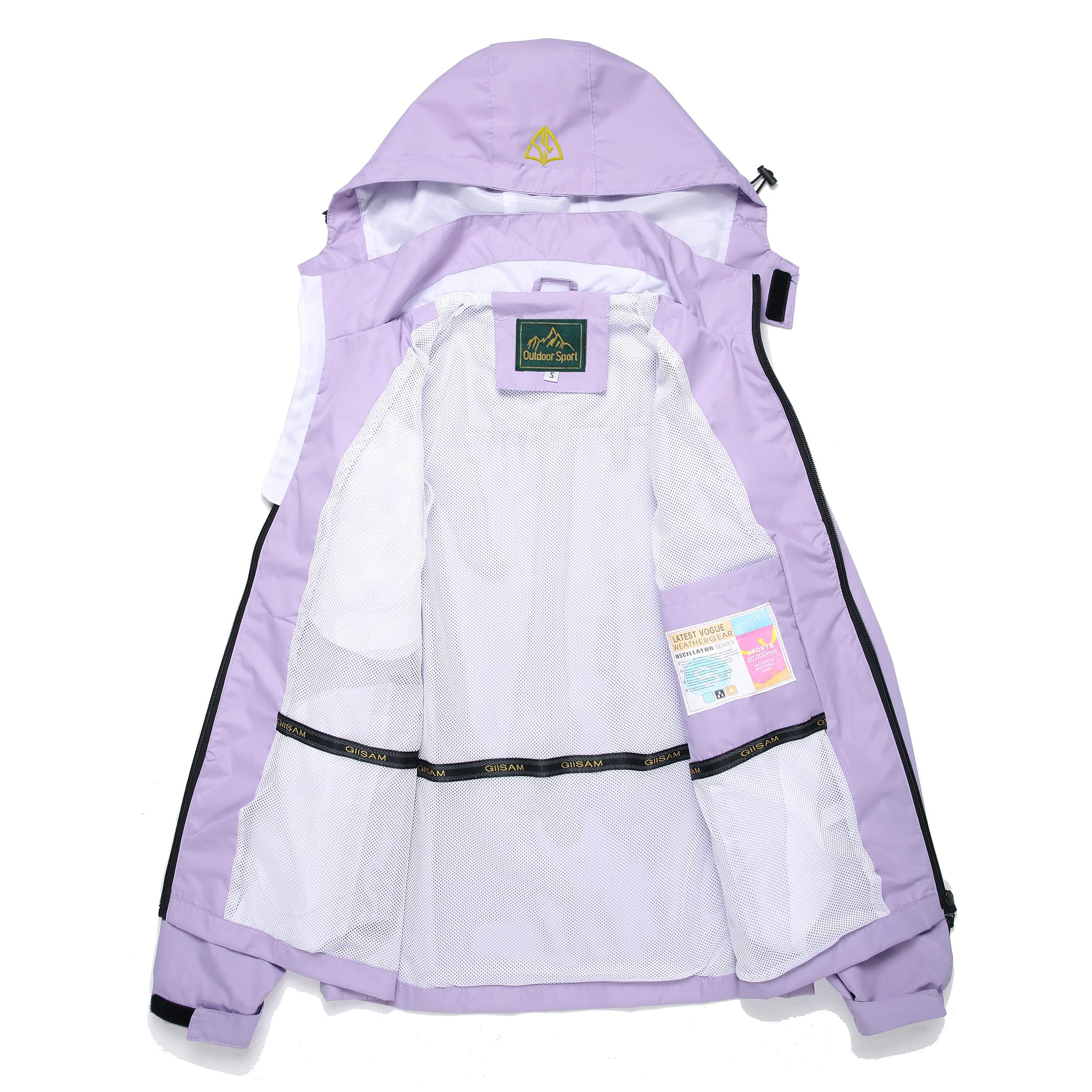GIISAM Light Rain Jacket Women Purple Ladies Rainjackets Waterproof Windproof Woman Thin Raincoat for Teen Juniors