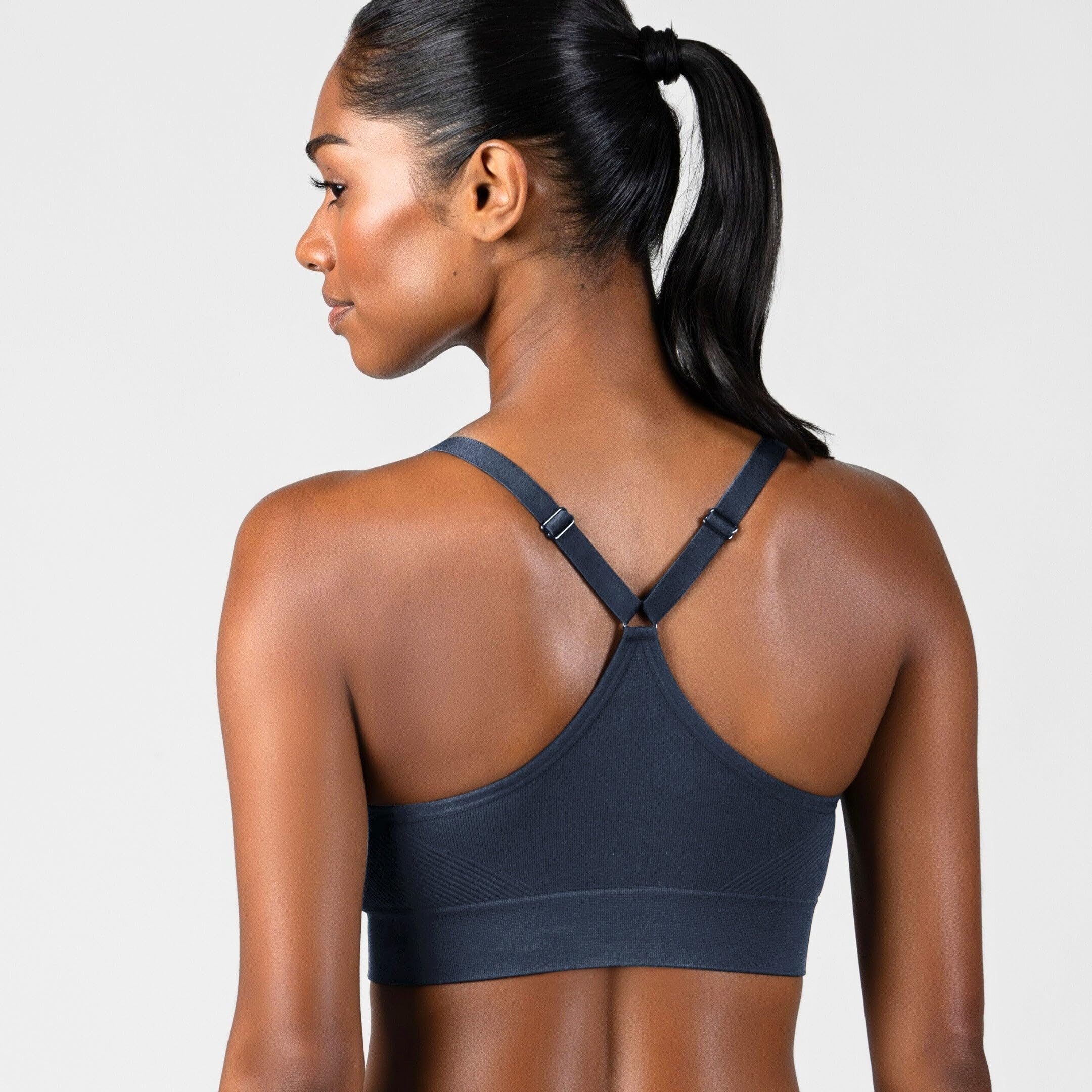 New Balance Women's Sports Bras 3 Pack, Seamless Cami Removable Pads, Medium Impact Gym Bra for Women, Multicolor Pack, L