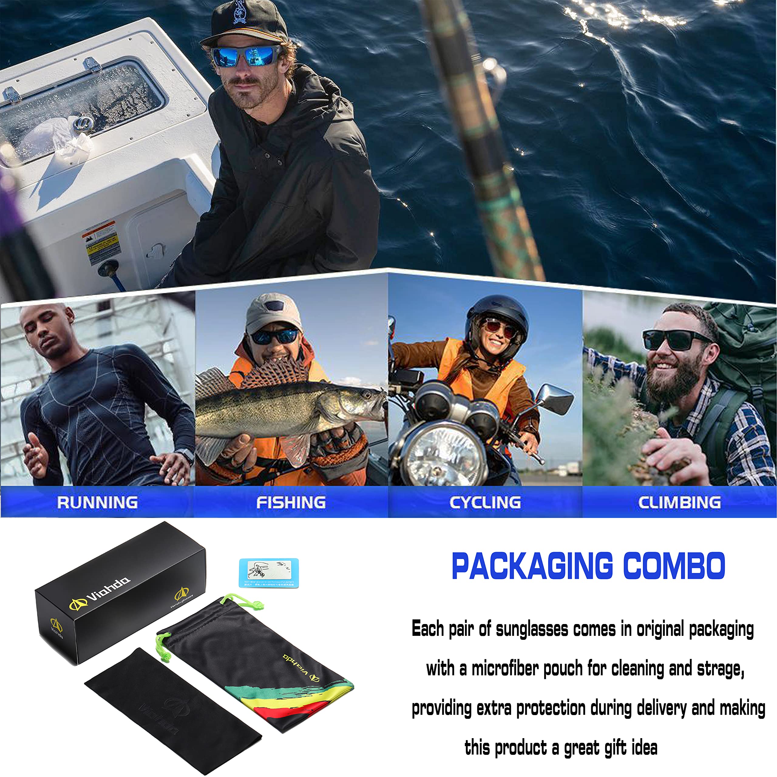 VIAHDA Polarized Sports Sunglasses for Man Cycling Running Fishing Golf Sun glasses Women HD6009